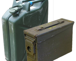 Ammo Boxes, Equipment Cases and Jerry Cans - old