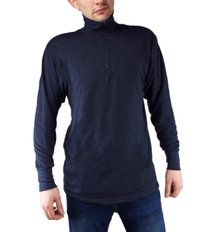 Dutch Military - Long-sleeve Thermal Zipped Neck Top - Navy Blue - Grade 1
