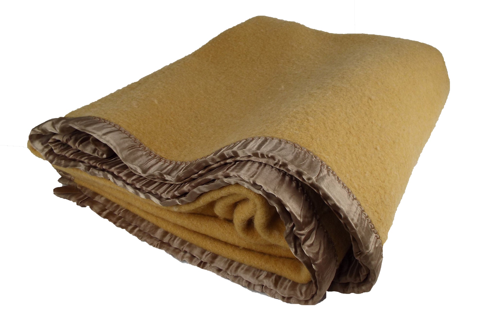 British Army - Military Caramel Wool Blankets - with sateen trim
