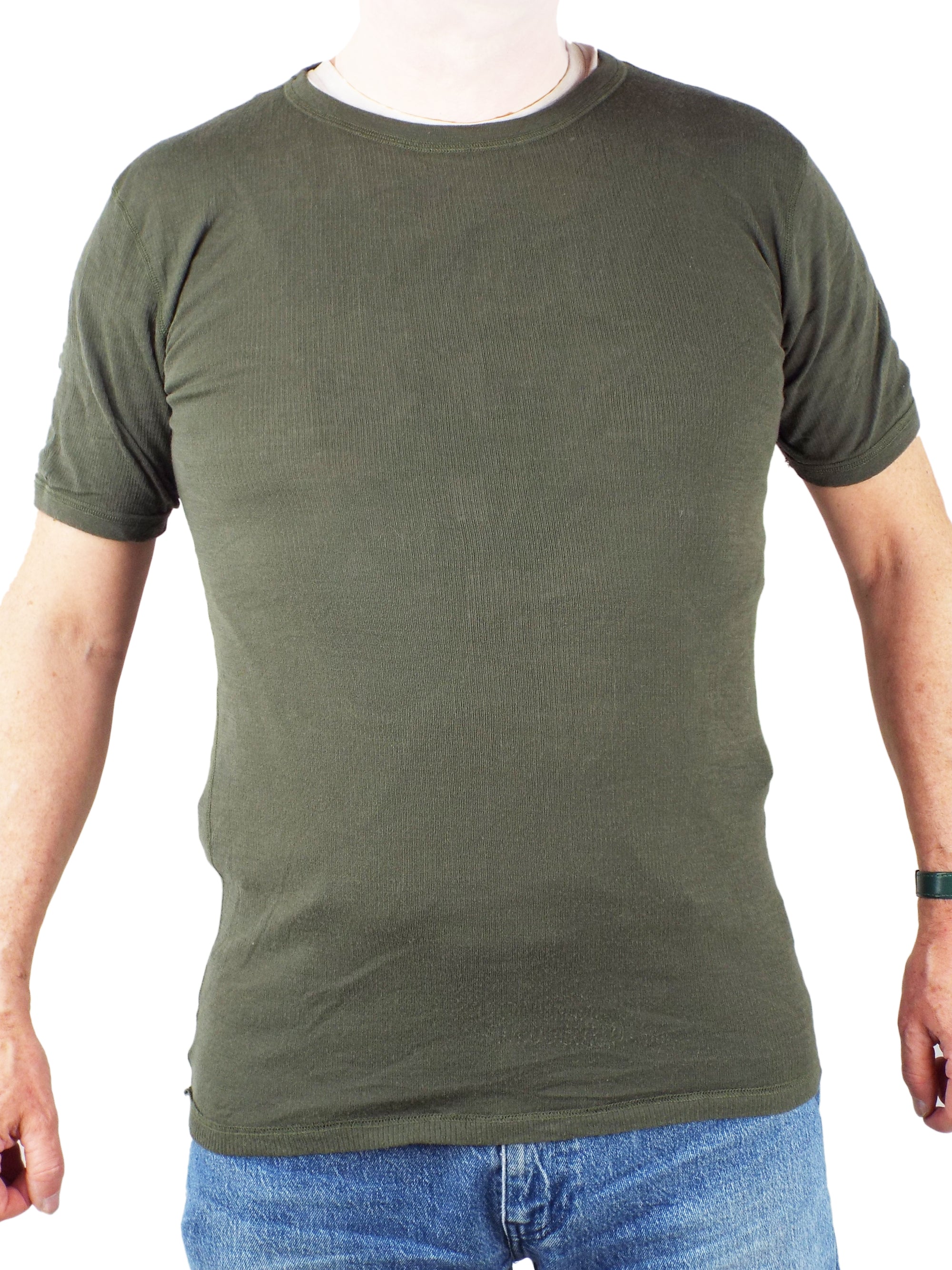 Austrian Olive Green ribbed fabric T Shirt