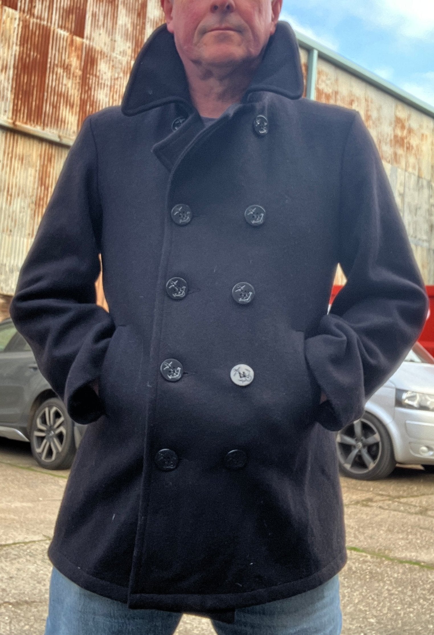 Mens military peacoat on sale