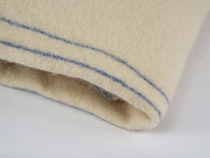 British Cream / White Military Wool Blankets - Blue Stripe - DISTRESSED RANGE
