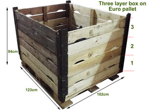 Garden storage box / Compost bin / log store - stackable heavy duty wooden crates