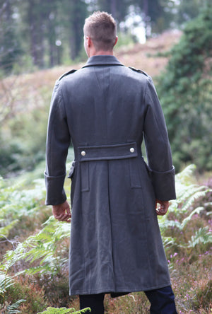 Grey Wool Full Length Greatcoat - Austrian Army Surplus - Back