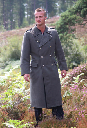 Grey military wool coat for men