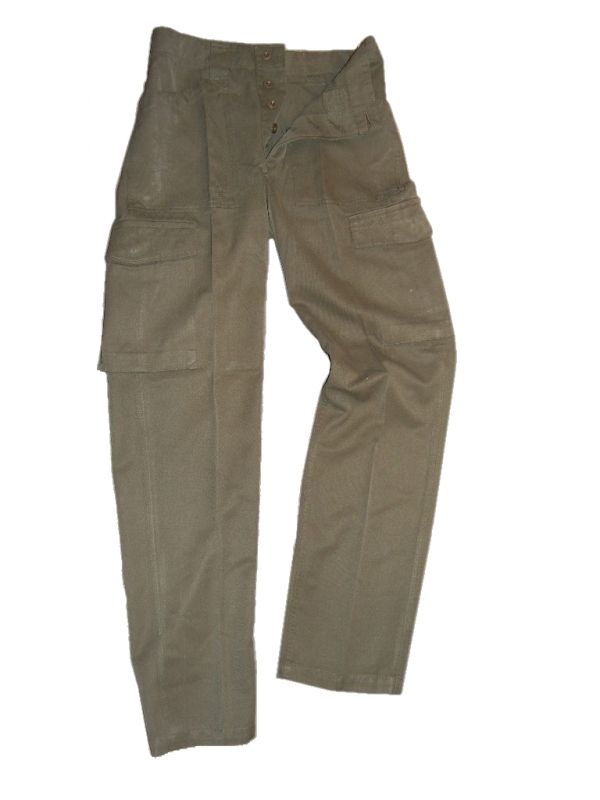 Austrian Olive Green Combat Trousers - button fly - DISTRESSED RANGE