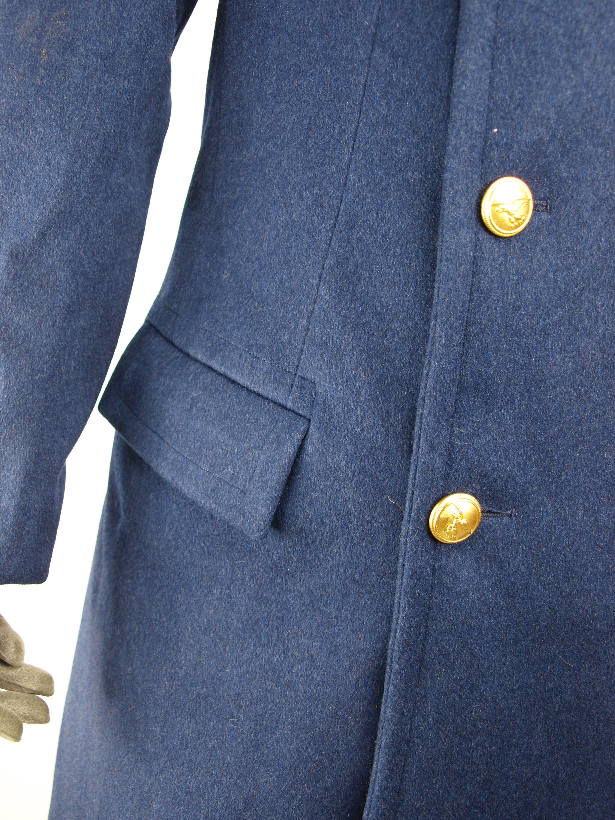 Medium - Italian Air Force Blue Trench Coat Great Coat Jacket Wool Blue  Military