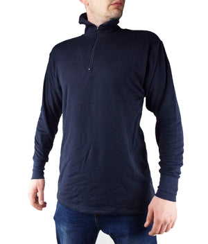 Dutch Military - Long-sleeve Thermal Zipped Neck Top - Navy Blue - Grade 1