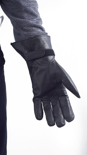 French Military Black Leather Gloves