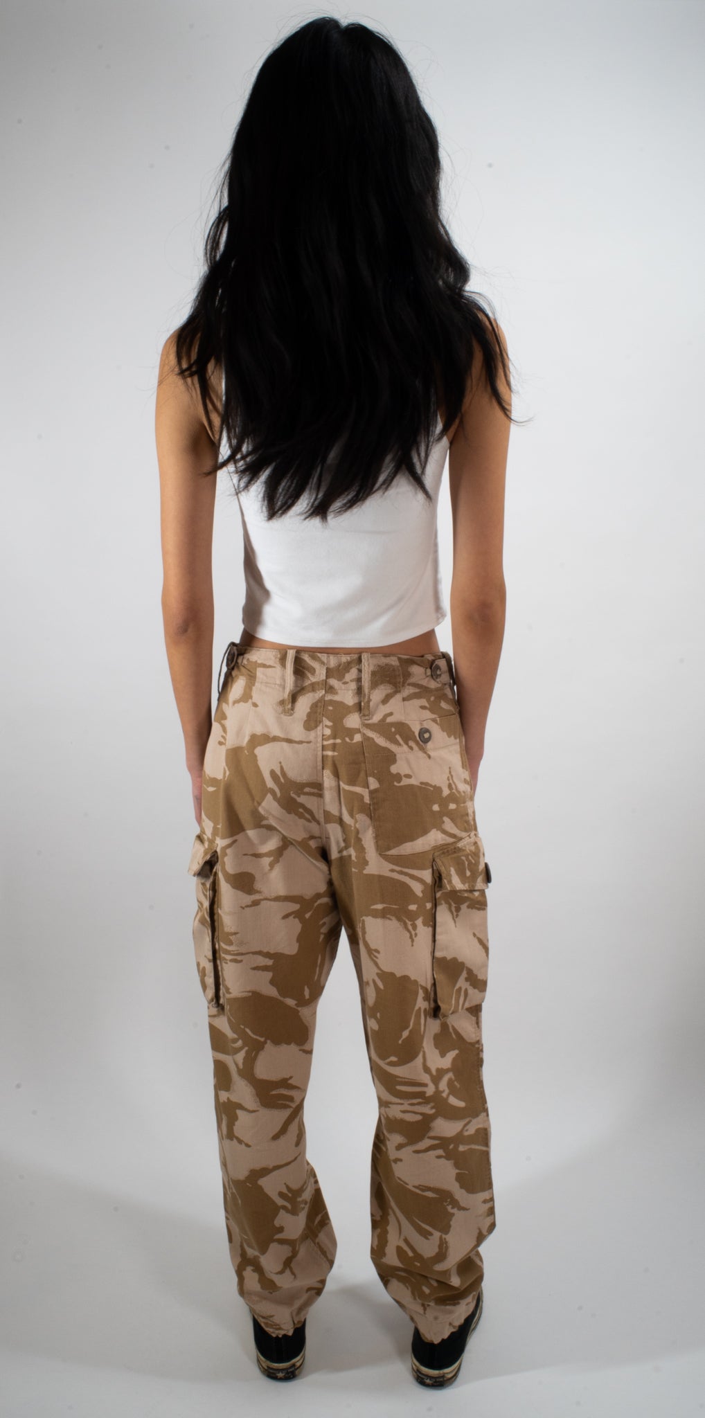 Petite Brown Camo Wide Leg Cargo Trousers | New Look
