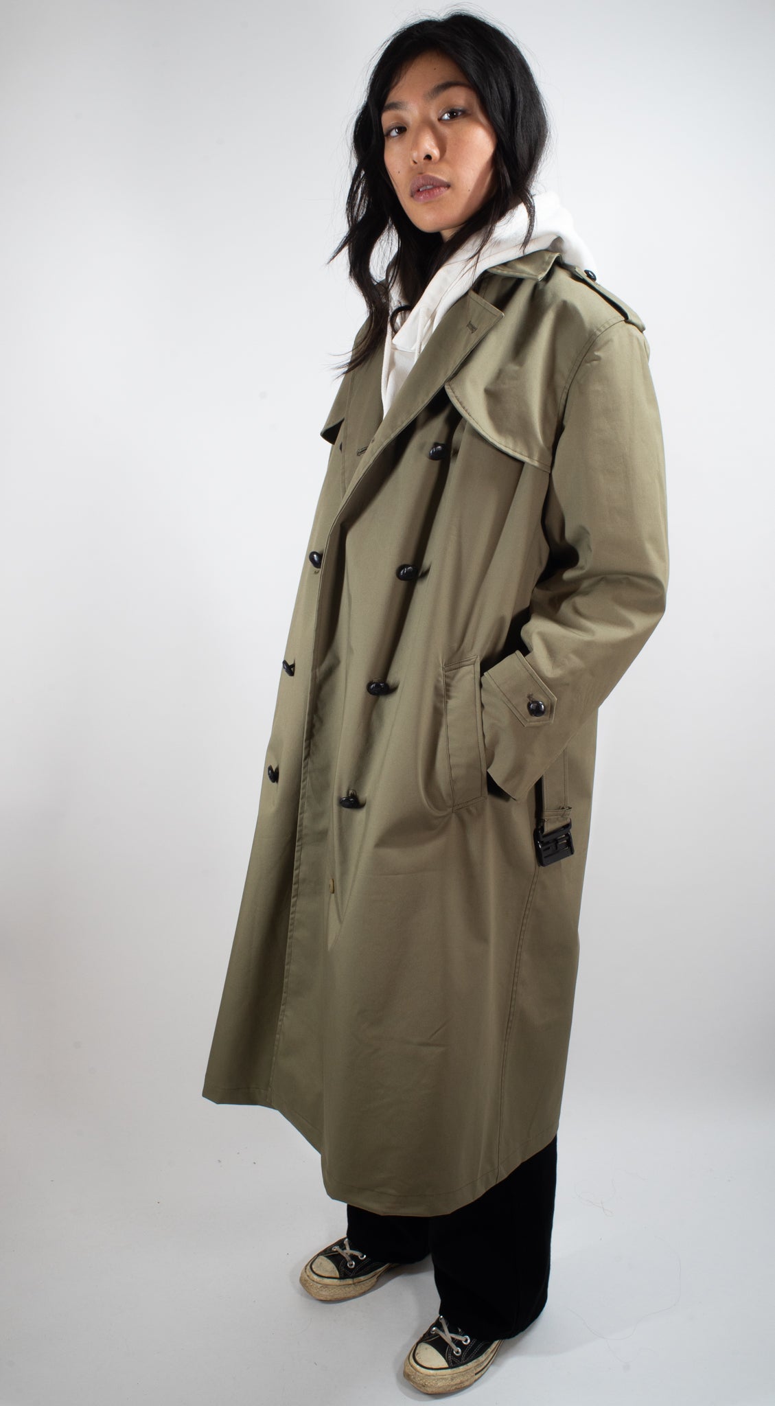 Dutch Khaki Military Trench Coat – Full Length – Unissued - Forces