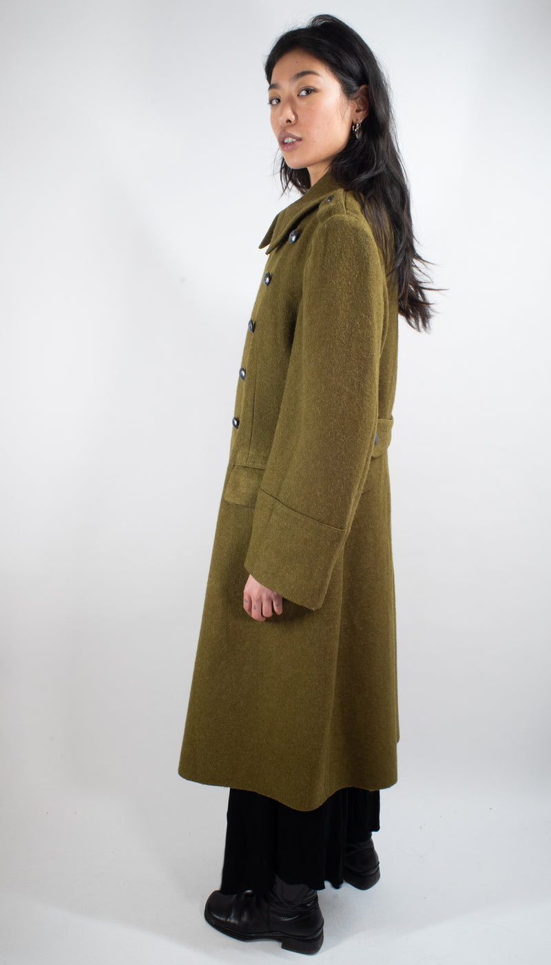 Khaki Military Vintage Wool Greatcoat - Forces Uniform and Kit