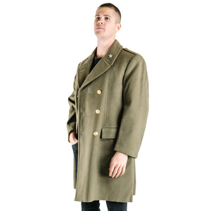 Italian Army Khaki Wool Greatcoat - brass buttons