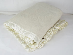 British Army - Cream / White Military Wool Blankets - with sateen trim