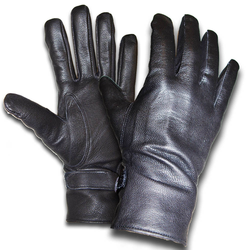 Black Leather Gloves - French Army Surplus