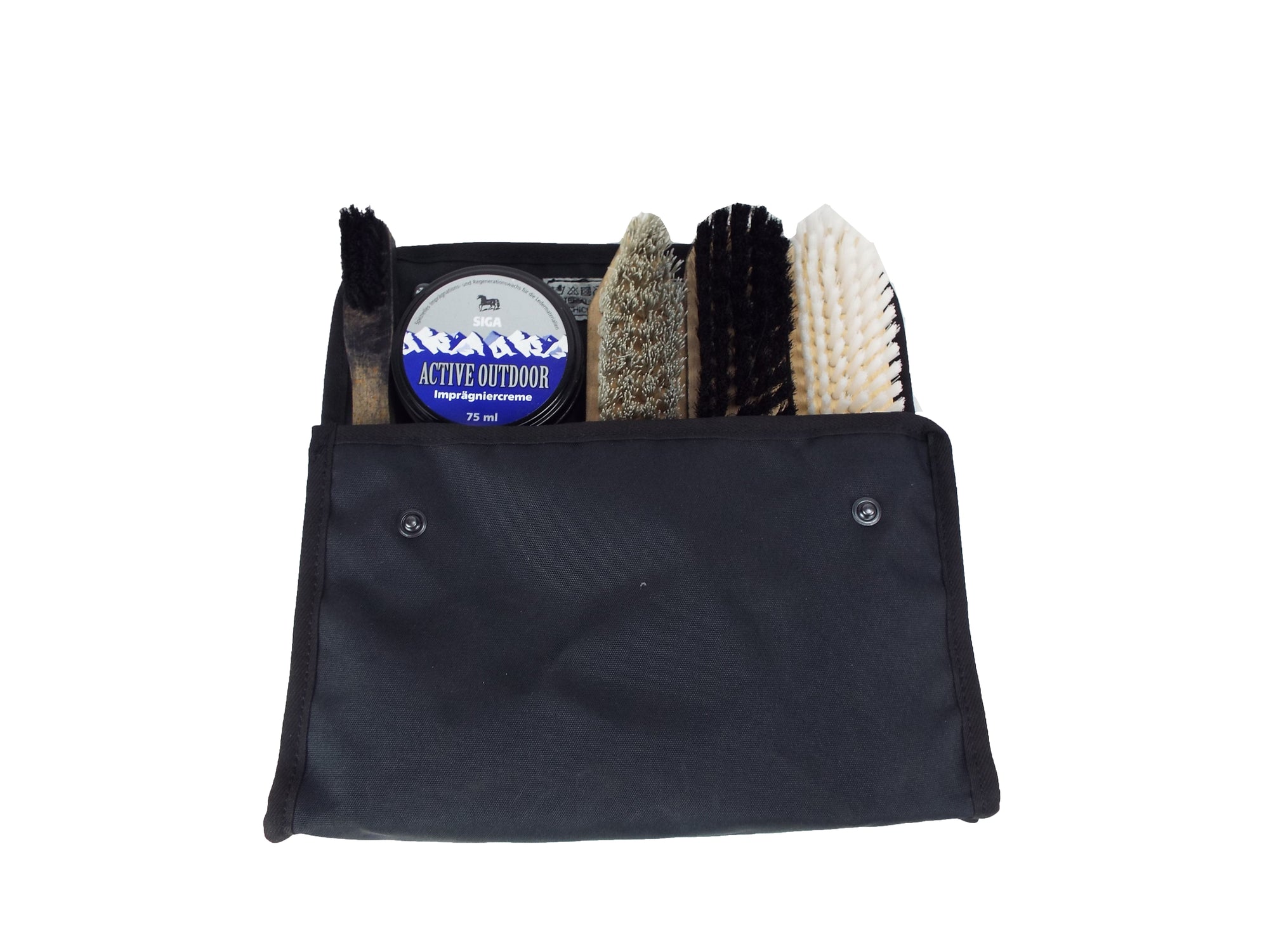 Austrian Boot Cleaning Brush Kit - Four Brush Set - Black Cordura Bag
