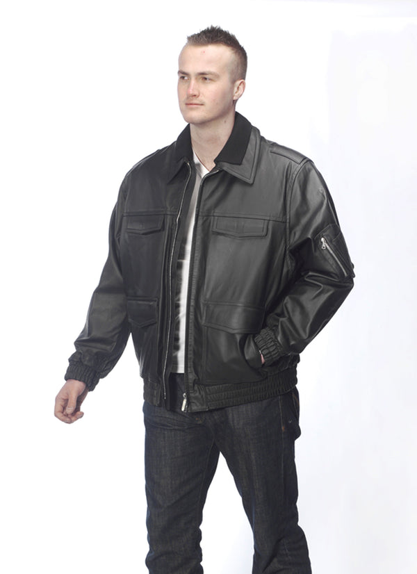 German Police Leather Bomber Jacket Style 1